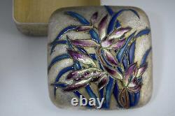 Stunning! Japanese Vintage Cloisonné Box Spring Orchid by Ando Shippo 255