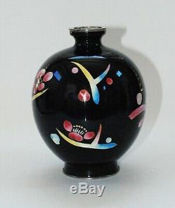 Stylized Japanese Cloisonne Vase with Bold Cherry Blossoms Design by Ando
