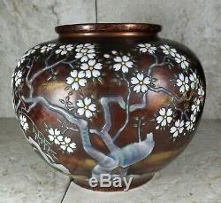 Superb Antique Japanese 1920- 1930s Ando Cloisonne Weeping Cherry Blossom Vase