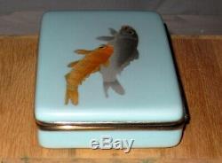 Superb Antique Japanese Silver Wire Cloisonne Enamel Box with Koi