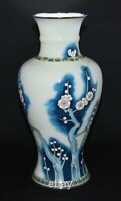 Superb Japanese Cloisonne Vase with Cherry Tree Design, signed by Ando