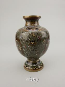 Superb Meiji 19thc Antique Japanese Cloisonne Vase detailed Insects Goldstone