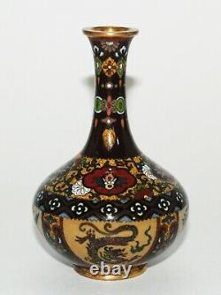 Superb Miniature Japanese Cloisonne Enamel Vase Complex Kyoto Shippo Design