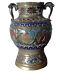 Superb Vintage Cloisonne Champleve, Large Brass Vase Dragon Birds Floral Design