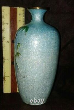 THREE (3) Antique Japanese Ginbari Cloisonné Vase Wisteria Motif