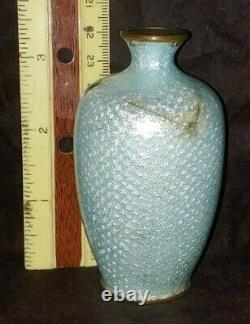 THREE (3) Antique Japanese Ginbari Cloisonné Vase Wisteria Motif