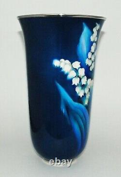 Tall Japanese Cloisonne Enamel Trumpet form Vase by the Ando Workshop