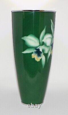 Tall Japanese Cloisonne Enamel Trumpet form Vase signed by the Ando Workshop
