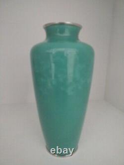 Tall Japanese Enamel Vase with Wireless (Musen) Flowers by the Tamura Workshop