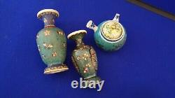 Three Pieces of Japanese Cloisonne Earthenware Vases -Jug Circa Late 19th C