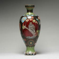 Top Quality 19c Antique Meiji Period Japanese Bronze Cloisonne Vase