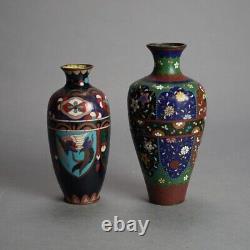 Two Antique Japanese Cloisonne Enameled Vases C1920