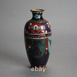 Two Antique Japanese Cloisonne Enameled Vases C1920