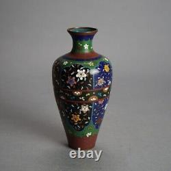 Two Antique Japanese Cloisonne Enameled Vases C1920