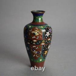 Two Antique Japanese Cloisonne Enameled Vases C1920