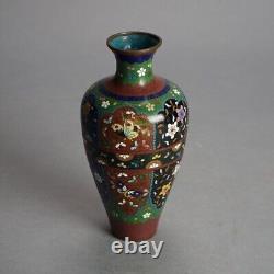 Two Antique Japanese Cloisonne Enameled Vases C1920