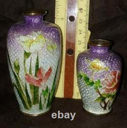 Two Unsigned JAPANESE Cloisonne Ginbari Vases 3.25 & 2.25