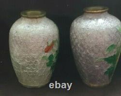 Two signed JAPANESE Cloisonne Ginbari Vases 2.25