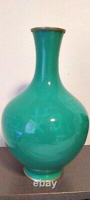 UNIQUE RARE Antique / Vintage Japanese Ando Cloisonne Enamel Vase 9 1/2H HEAVY