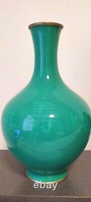 UNIQUE RARE Antique / Vintage Japanese Ando Cloisonne Enamel Vase 9 1/2H HEAVY