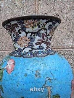 Unusual Antique Japanese Cloisonne Vase Rough Unfinished Process Example Japan