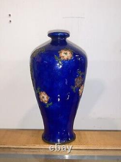 Unusual Japanese Cloisonné Enamel on Metal Vase Meiji