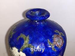 Unusual Japanese Cloisonné Enamel on Metal Vase Meiji