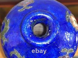 Unusual Japanese Cloisonné Enamel on Metal Vase Meiji