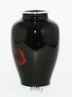 Unusual Japanese Cloisonne Translucent Red Enamel Vase by Iida PIB