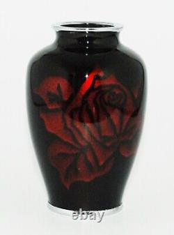 Unusual Japanese Cloisonne Translucent Red Enamel Vase by Iida PIB