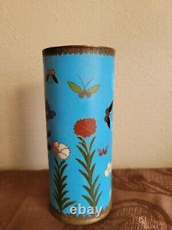 Very Fine Antique Japanese Cloisonne Vase 6 X 2.5 Inches