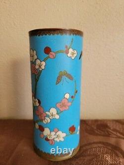 Very Fine Antique Japanese Cloisonne Vase 6 X 2.5 Inches