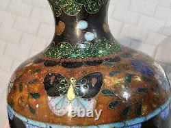 Very Fine Japanese Cloisonne Goldstone Panel Vase Meiji Period