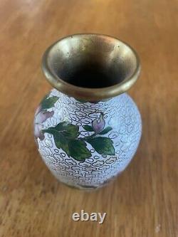 Vintage 20th Century Japanese Rare Enamel Original Cloisonné vase with flowers