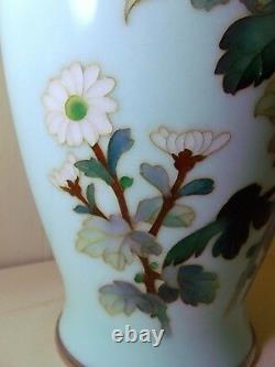Vintage ANDO Signed Cloisonne Enamel Vase Chrysanthemum Large 9-3/4 Pristine