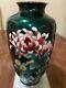 Vintage Ando Cloisonné Vase Green Withpink Chrysanthemum Nib Never Used! 20-25yrs