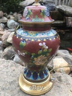 Vintage CHINESE CLOISONNE VASE LAMP ASIAN-ORIENTAL-PORCELAIN-JAPANESE