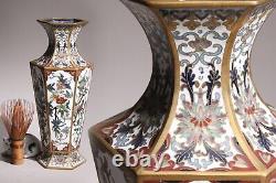 Vintage Chinese Cloisonne Enamel Hexagon Flower Vases 10.24inch Jar Ikebana