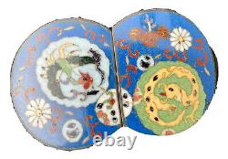 Vintage Chinese Or Japanese Cloisonne Dragon Floral Belt Buckle 3 3/4 Long