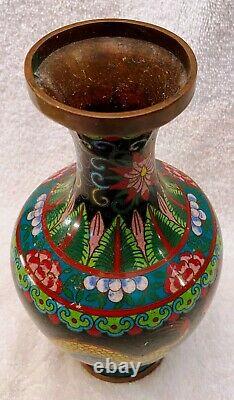 Vintage Estate Japan Enamel Cloisonné vase decoration of dragons