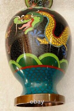 Vintage Estate Japan Enamel Cloisonné vase decoration of dragons