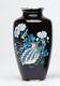Vintage Japanese Ando Cloisonné Black Ground Enamel Silver Vase