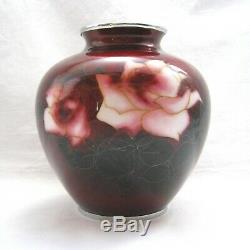 Vintage Japanese Ando Cloisonne wired rose design Globular Vase