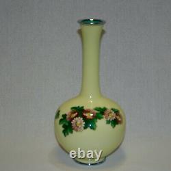 Vintage Japanese Ando Cloisonne wired yellow flower design Vase of crane neck