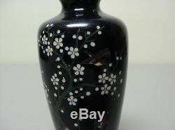 Vintage Japanese Cloisonne Enamel Vase, Gorgeous Cobalt Color Dogwood Decoration