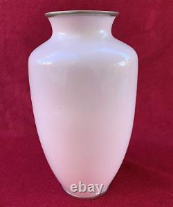 Vintage Japanese Cloisonne Pink Vase with Flowers 7.25