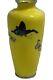 Vintage Japanese Cloisonne Vase By Ando Jubei Butterflies Yellow Signed Marked