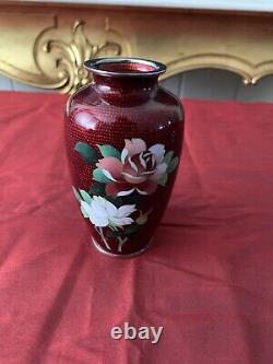 Vintage Japanese Ginbari Cloisonne Vase Floral Handpainted With Candy Dish