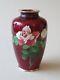 Vintage Japanese Ginbari Silver Wire Cloisonne Vase With Roses - Mid 20th Cent