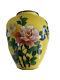 Vintage Japanese Japan Sato Cloisonne 7.5 Vase Bright Yellow Roses